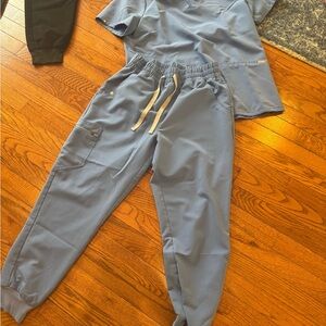 Figs Light Blue Drawstring Scrub Jogger Pants